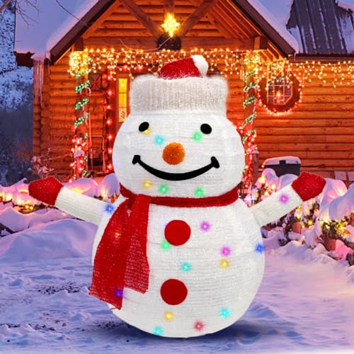 Yuragim Mini LED Schneemann Außen Weihnachtsdeko 70cm Hoch mit...