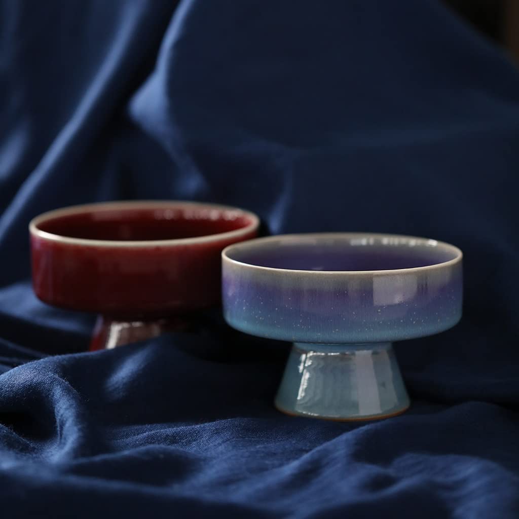 Miska na owoce Ceramiczny talerz z wysokimi stopami, suszony talerz na owoce w stylu chińskim, taca na przekąski, talerz orzeźwiający do buddy, talerz na owoce, salaterkę (B)