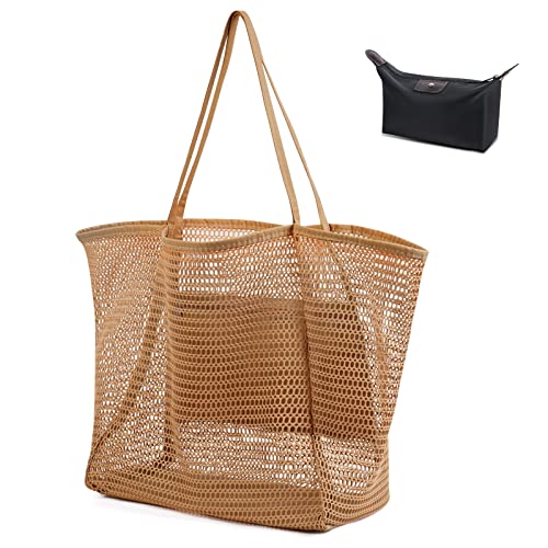 flintronic Mesh Strandtasche Groß mit Reißverschluss Innentasche, 45...