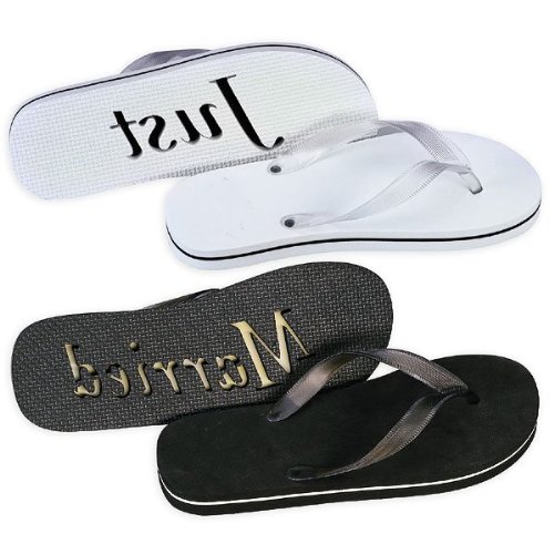 Honeymoon Just Married Flip Flops (Medium, Black)2