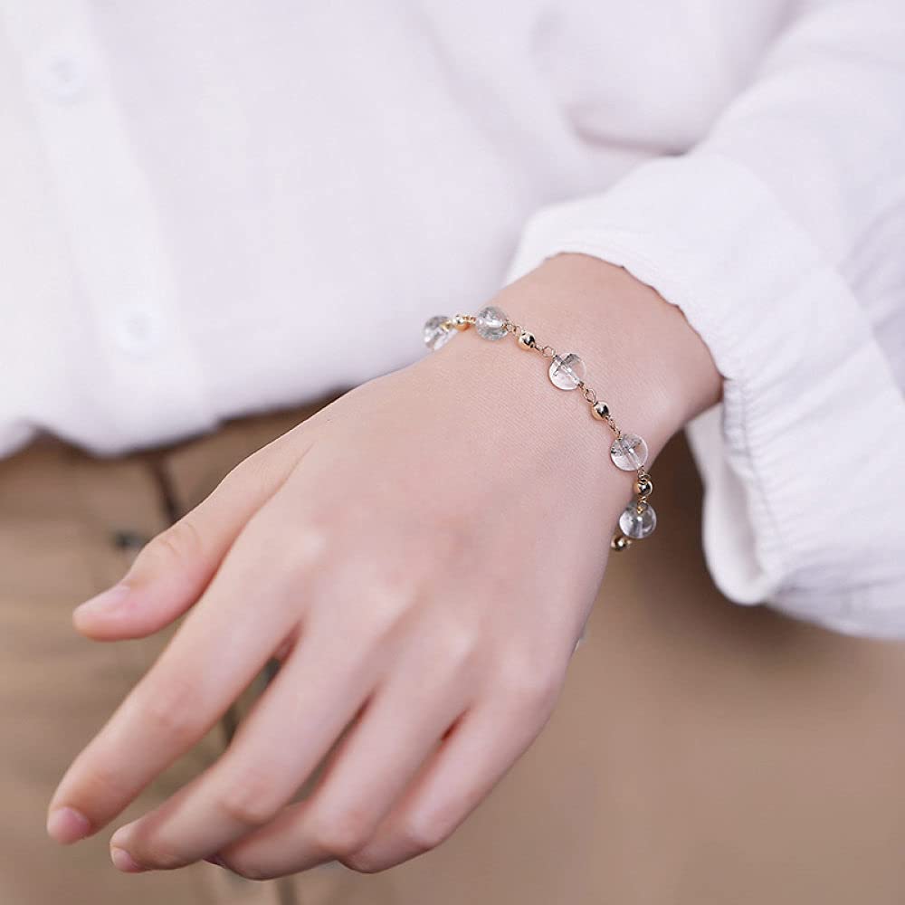 Girls Accessories Bracciale in Argento Sterling 925 Vintage per Donna Semplice Oro 14 carati Pietra Verde Perline Rotonde Fascino Classico di Gioielli Spiaggia Estiva Birthday Gift