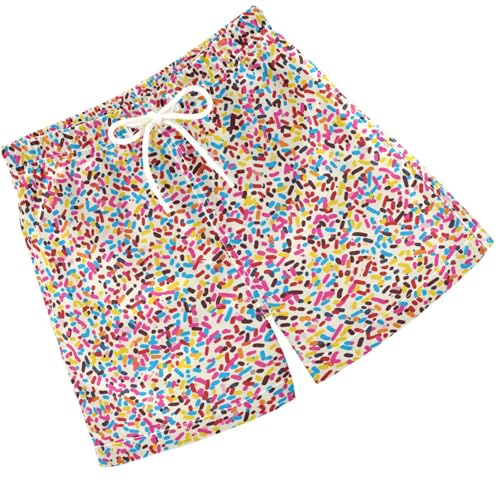 Pigsaly Boys Swim Trunks Rainbow Ice Cream Sprinkles Boys Board Shorts Swimsuit Swimwear Summer Bathing Suit 3T