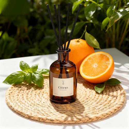 Reed Diffuser Set, 8.12 fl.oz Citrus Scent Oil Diffuser with Sticks, Long-Lasting Home Fragrance Reed Diffuser for Bathroom Shelf Decor, Air Freshener Room Diffuser, 2 Pack - Image 5