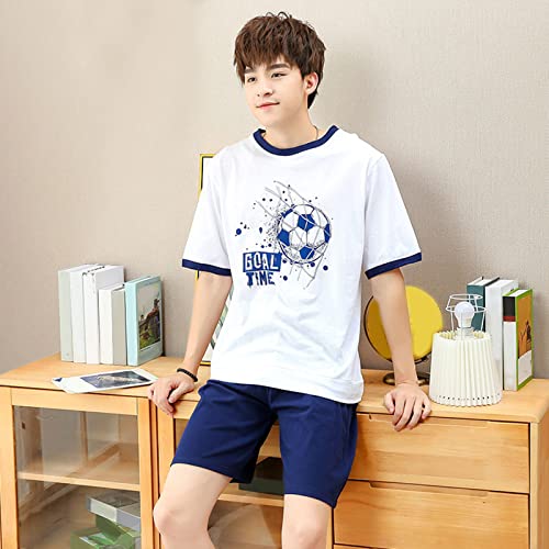 Teen Boys Short Sleeve Cotton 𝐏a𝐣ama Set Crewneck Top and Wide Leg Shorts 𝐏a𝐣amas 2 Piece 𝐏𝐉𝘀 Summer 𝐋oun𝐠ewear3