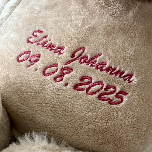 Schnoschi Kuscheltier mit Namen oder Initialen Bestickt, personalisiertes Stofftier, individuelles Schmusetier mit Wunschnamen (Hund)