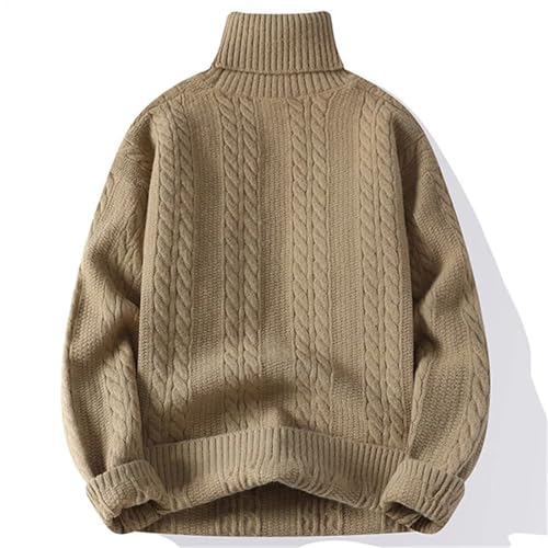 Men’S Vintage Style Turtleneck Sweater Loose Fit Solid Long Sleeve Casual Knit Pullover Jumper Top3