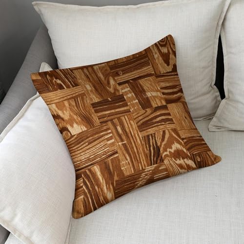 JOJOART Wooden Texture Pattern Decorative Pillow Covers 18x18 Standard Size Set of 2 Square Linen Cushion Cover for Sofa Couch Living Room Bedroom Home Decor