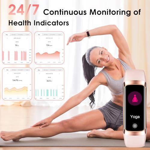 Image of Fitness Tracker Pedometer Smart Watch with 1.1 inch AMOLED Screen 24 /7 Heart Rate Monitor, Blood Oxygen & Blood Pressure Monitor, Body Temp Monitor, Sleep & Calorie Tracker, Pink