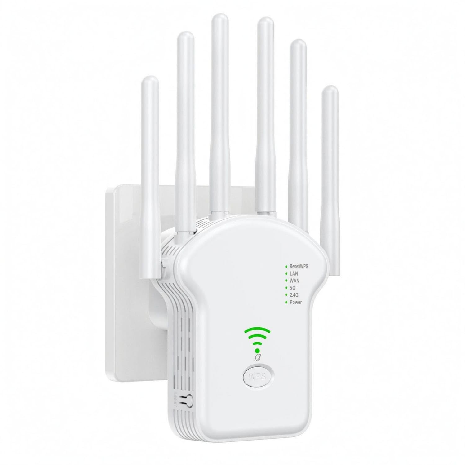 External Antennas 6-Antenna Wi-Fi Extender WPS Button Wall-Plug Wi-Fi Extender Compact Range Extender Rounded Body, White, Us 1200M-image-14