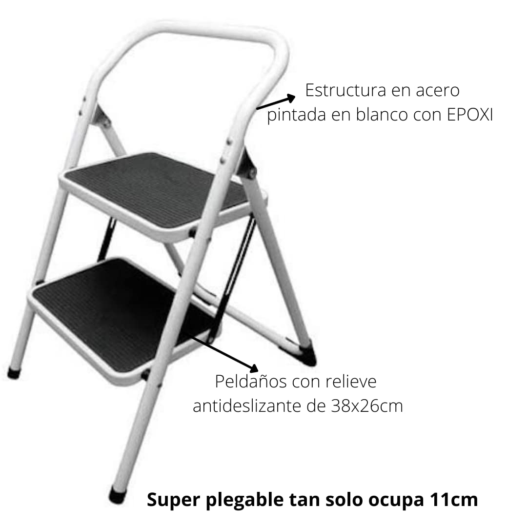 Homelux 411756 Taburete Acero 4 Peldaños, Plegable