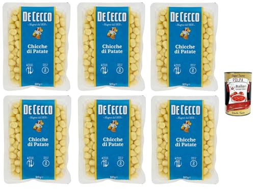 De Cecco – Chicche di Patate, Italian Gnocchi, Mini Gnocchi de Patata, Listo en 2 minutos - 6x 500 g + Italian Gourmet Polpa 400 g