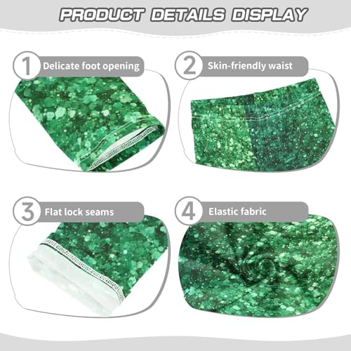 Boccsty Pine Green Mint Gradient Flashing Glitter Girls Leggings Kids Yoga Pants Dance Active Tights 4T3