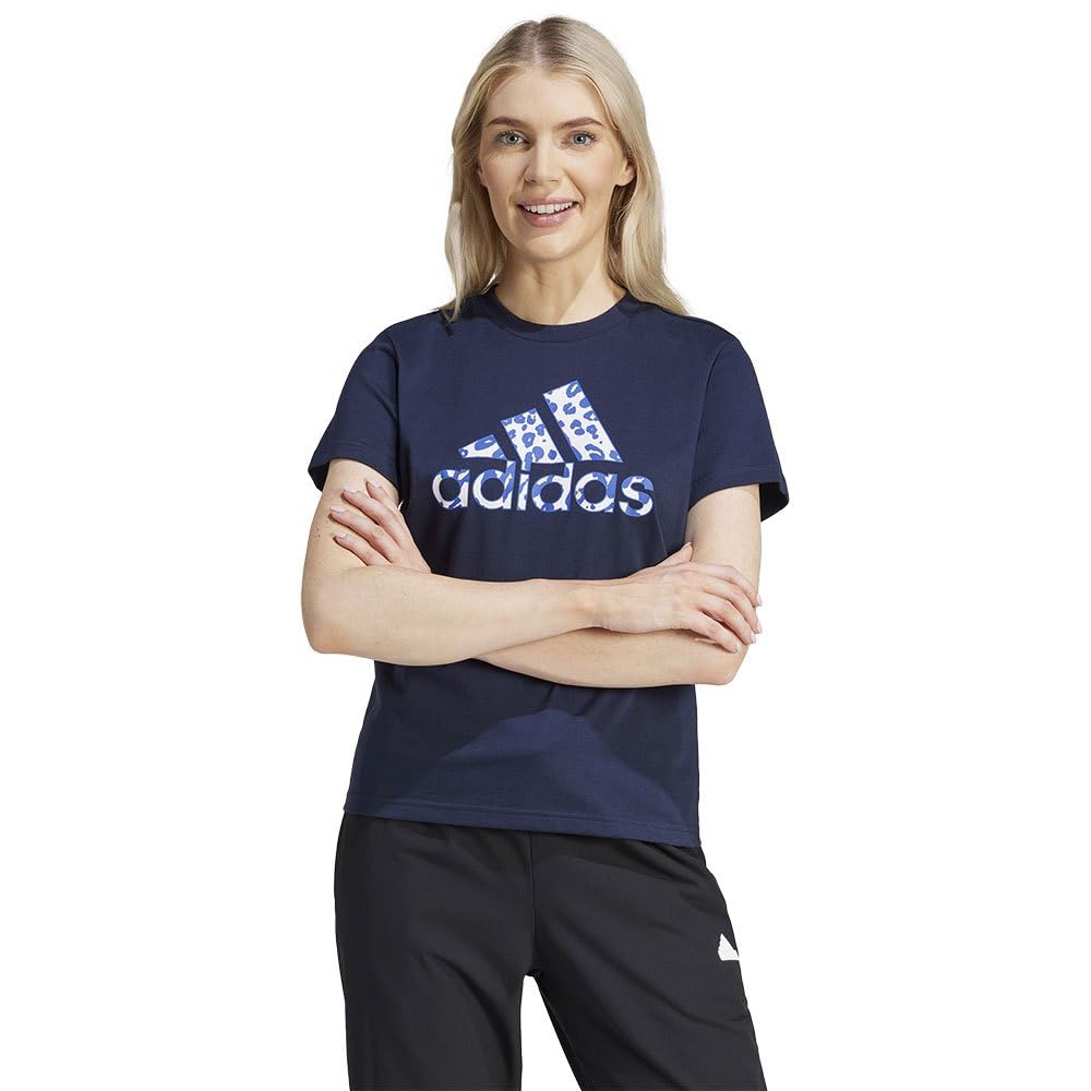 adidas Women's Animal Print Graphic Tee, Legend Ink, S