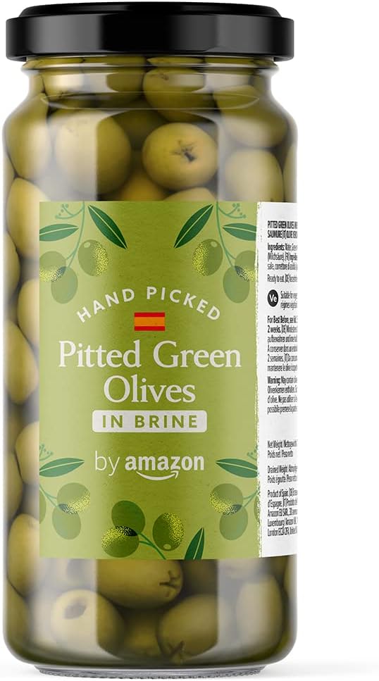 by Amazon Pitted Green Olives in Brine, 340g Amazon.co.uk Grocery