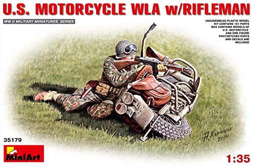 MiniArt Models U.S. Motorcycle WLA with Rifleman Model Kit (1:35 Scale)
