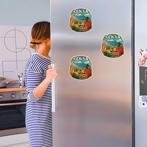 Image of Zesta Wooden Fridge Magnets Set | Refrigerator Decor Magnets for Kitchen | India Souvenir Fridge Magnet Collection | Wooden Magnet for Fridge Door Decoration (Kenya)