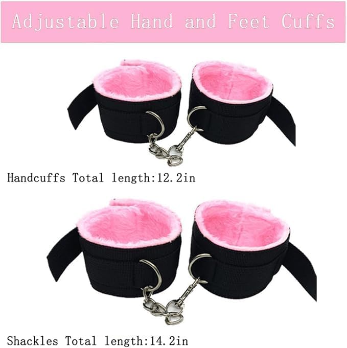 Bed Bondage Soft Anklecuff Bondage Handcuffs with Restraint Straps Rope for Couples Sex Toys Sexual Handcuffs and Blindfold Bondage,Sex Restraining Women Submissive Kit Women's Sweater FPT24q