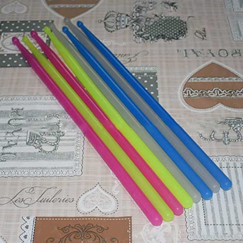 Baquetas para batería 5A con punta de nailon, fluorescentes (azul, blanco y amarillo), ideales para niños y adultos miniatura 3