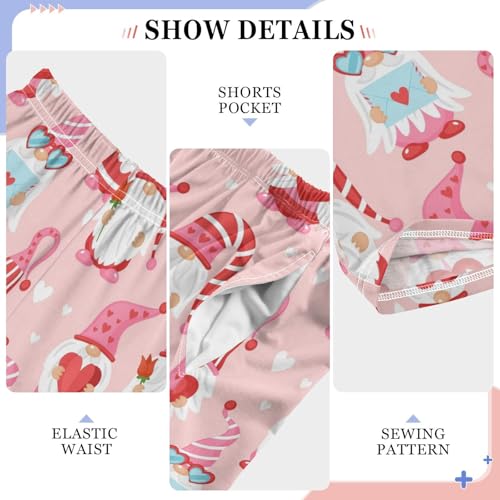 Gnome Rose Flowers Boys Long Pants Soft Trousers Elastic Waist Kids Lounge Bottoms with Pockets S-XL4