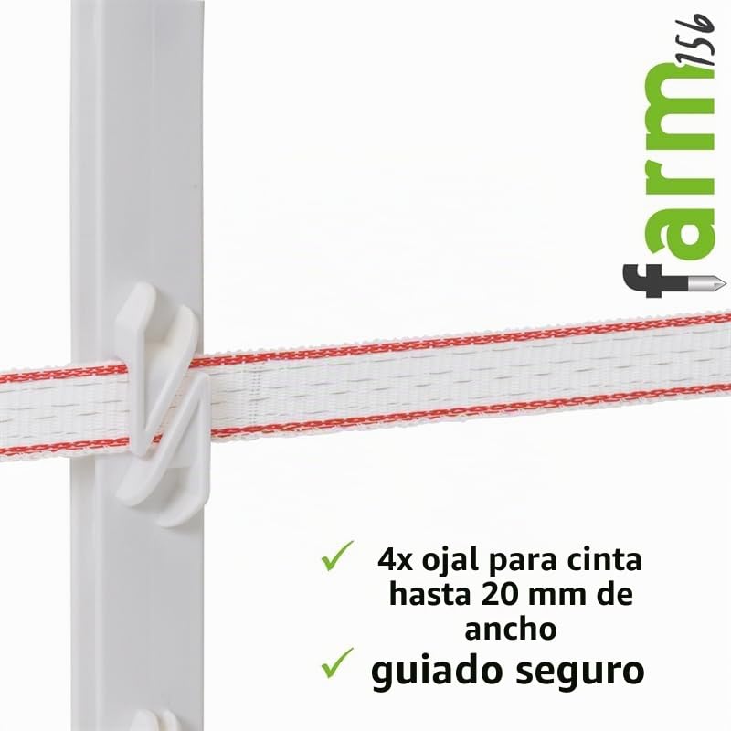 VOSS.farming 40x Poste para Pastor eléctrico “Farm 156”, Largo 156cm, 11 Ojales, Blanco