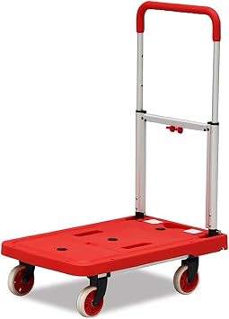 Push Cart Dolly Platform Truck with Resin Panel Adjustable Handle, Luggage Package Mobile Transport Foldable Hand and Wheel Cart Platform Trucks