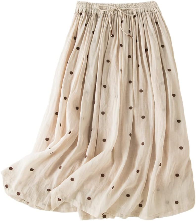 Jupe mi-longue lin décontractée pour vos balades d'été en taille XL