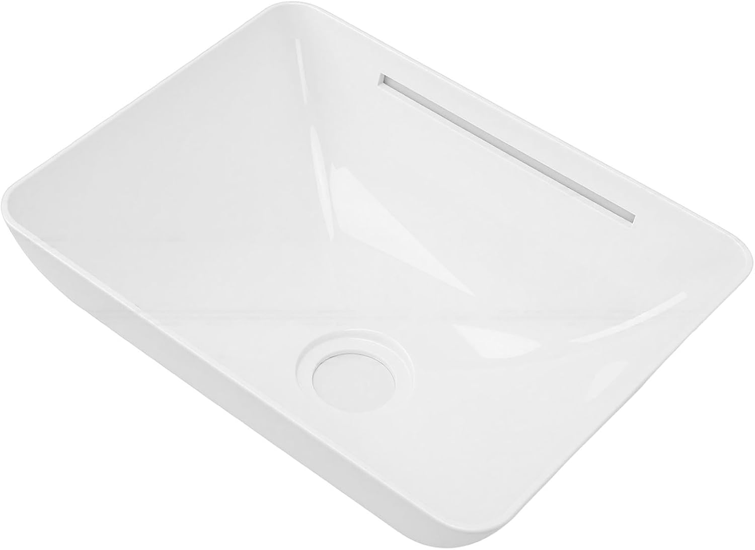 Tbest Acrylic RV Bathroom Sink Countertop Wash Basin for RVs Yachts Boats with Light Strip 50mm Drain Outlet