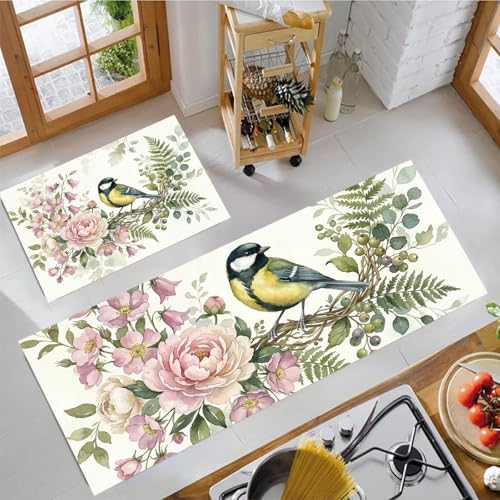 Alfombras de cocina lavables con peonías para decorar tu comedor y pasillo 4