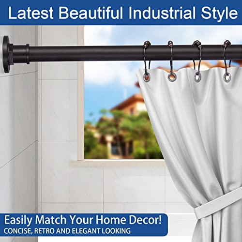 Image of BRIOFOX Industrial Shower Curtain Rod - 2-in-1 Design Tension Curtain Rod - Never Rust Non-Slip 43 to 72 Inch Stainless Steel, Bronze Window Curtain Rod