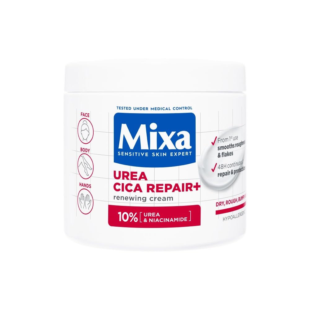Mixa Urea Cica Repair+ Crema Corpo Rigenerante per Pelle Secca, 400 ml