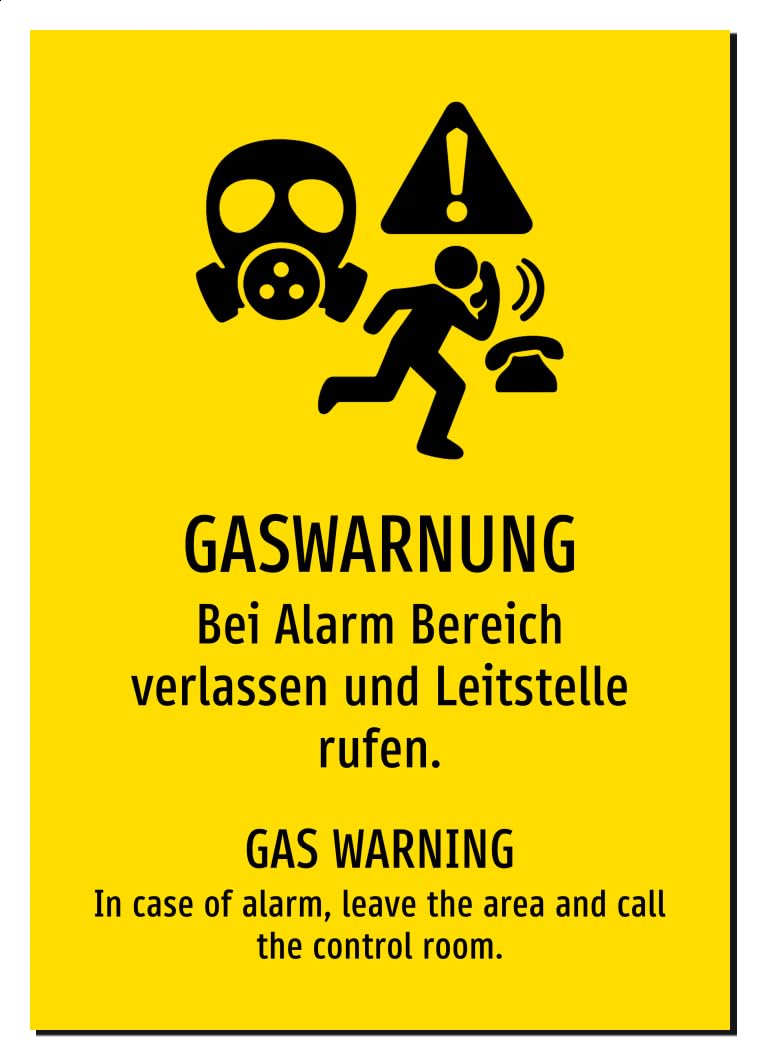 62138-DEEN-S-07 | GASWARNUNG/GAS WARNING Schild zweisprachig Deutsch