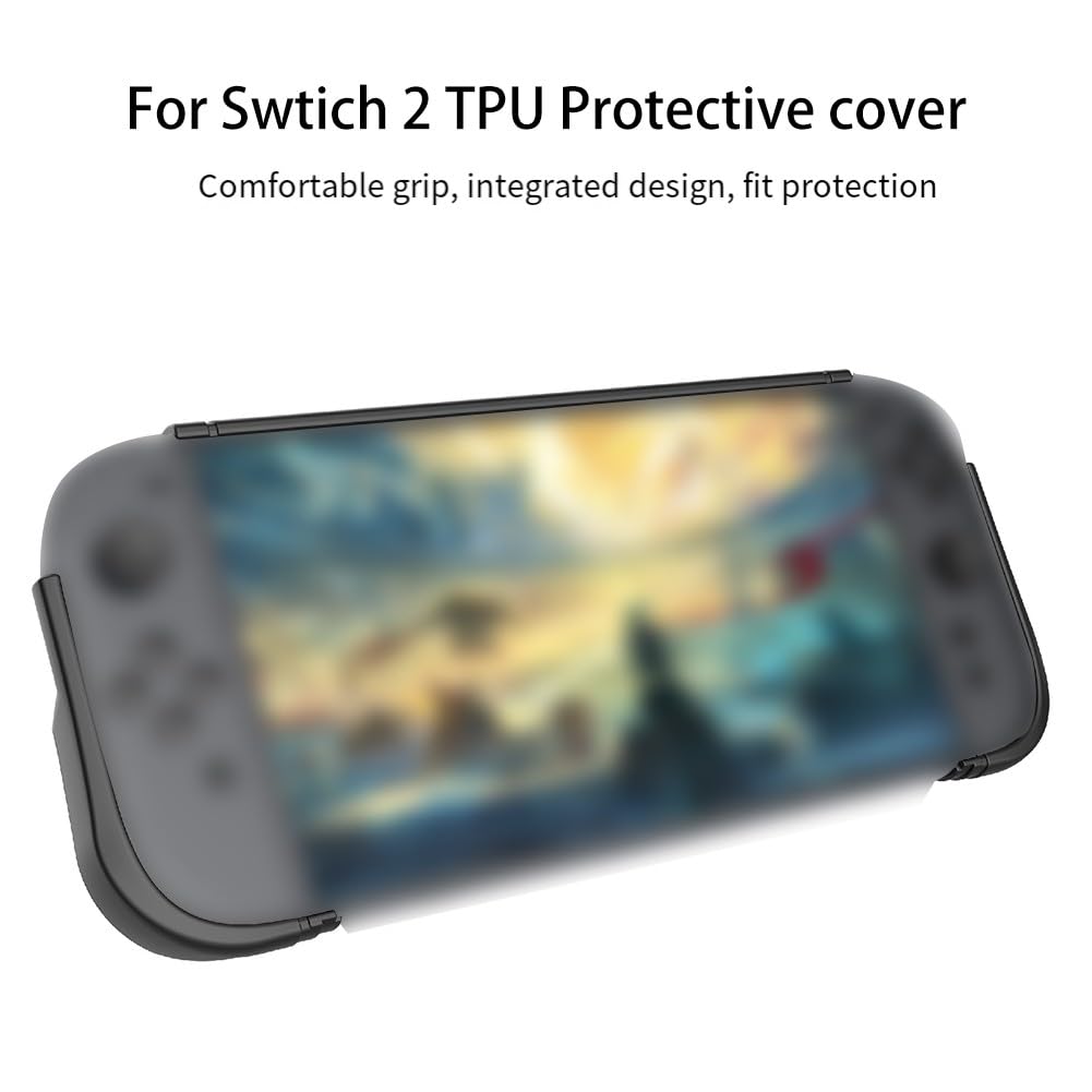 Custodia protettiva antiscivolo in silicone per console Switch 2, colore nero, impugnatura testurizzata per cover in TPU con design preciso e leggero