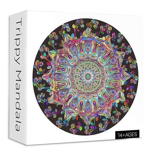 Mandala Flower Puzzles para Adultos 1000 Piezas, Rompecabezas Redondo Difícil y Colorido miniatura 1