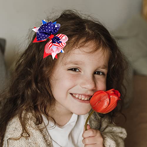 Pinzas para cabello con moño patriótico USA para niñas miniatura 3