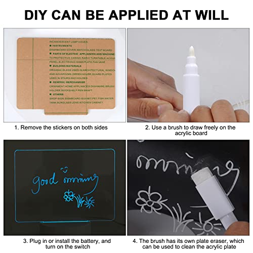 Zwinnird Acrylic Dry Erase Board With Light,Usb And Aa Battery Dual Power Mode. 7.2 X 5.2 Inch Acrylic Whiteboard, With 9 Lighting Modes, Suitable For Home, School, Office. #TOP5