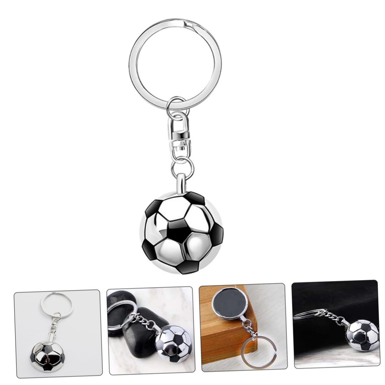 TOYANDONA 12piezas Llavero De Fútbol Metálico Adornos Colgantes Para Fiestas De Fútbol y Cumpleaños Para Decorar Mochilas y Bolsos