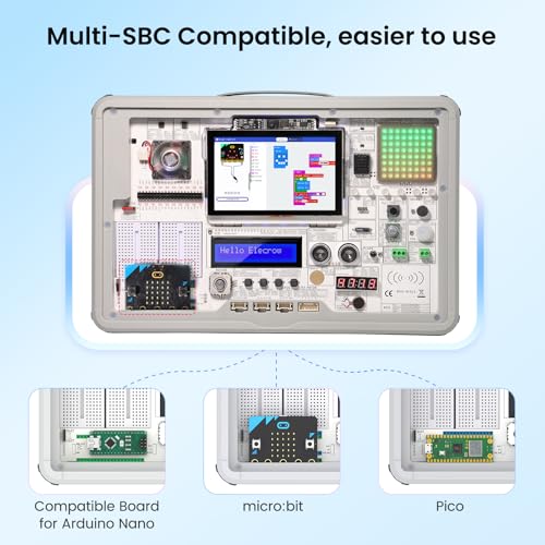 Image of ELECROW CrowPi 3 AI Learning and Development Station for Raspberry Pi 5 with 4.3 Inch Touch Screen, Learning Programming Sensor Kit for Educator, Creators, Professional Developer (Basic Kit)