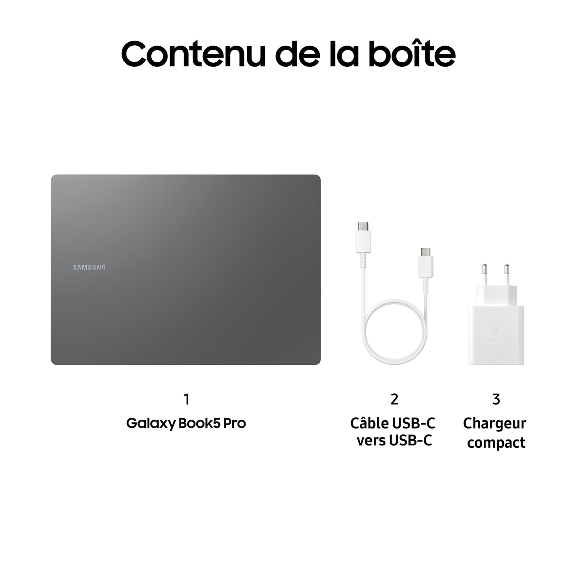 Samsung Galaxy Book5 Pro 16" Ordinateur Portable Intel Core Ultra 7 16 Go RAM 1To Clavier AZERTY FR Anthracite
