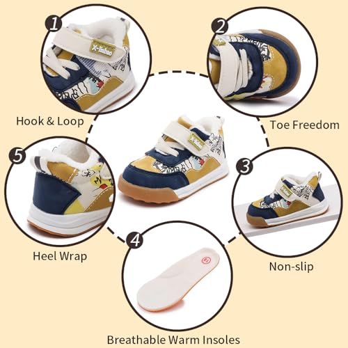Baby Shoes forToddler Boys Girls Warm Sneakers 1-3Years with Fleece Lining Non-Slip Warmest Winter First Walkers Outdoor Boots4