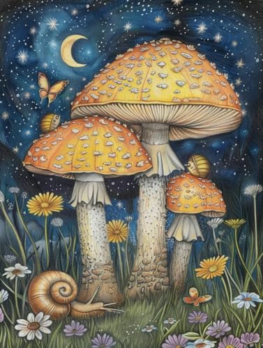 Pintura por números adultos luna y champiñón kit DIY 100x130cm sin marco W0-648