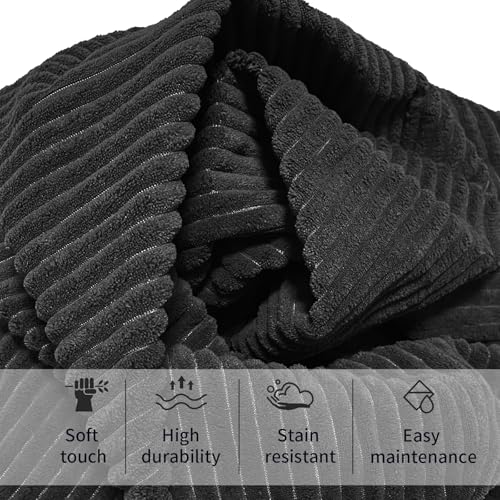 Adults' 3FT Memory Foam Bean Bag Chair with Plush Microfiber Cover in Black
