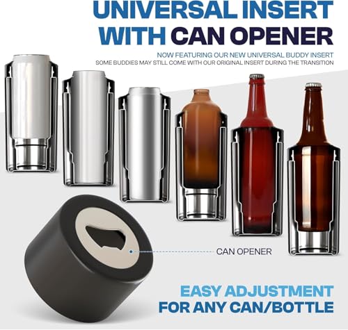 Image of Frost Buddy Universal Buddy Can Cooler - Fits All - For Regular 12 & 16 oz or Slim-Size Bottles - Insulated Double-Walled Stainless Steel (Black Leopard)