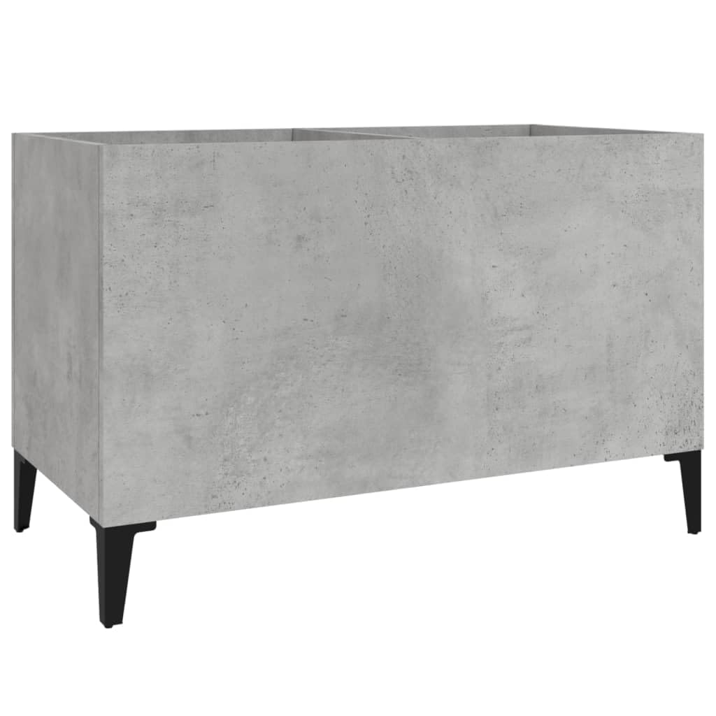 Armario con paneles gris hormigón, 74,5 x 38 x 48 cm, material de madera LP, estantería para discos de vinilo con patas de metal, retro, para salón, oficina