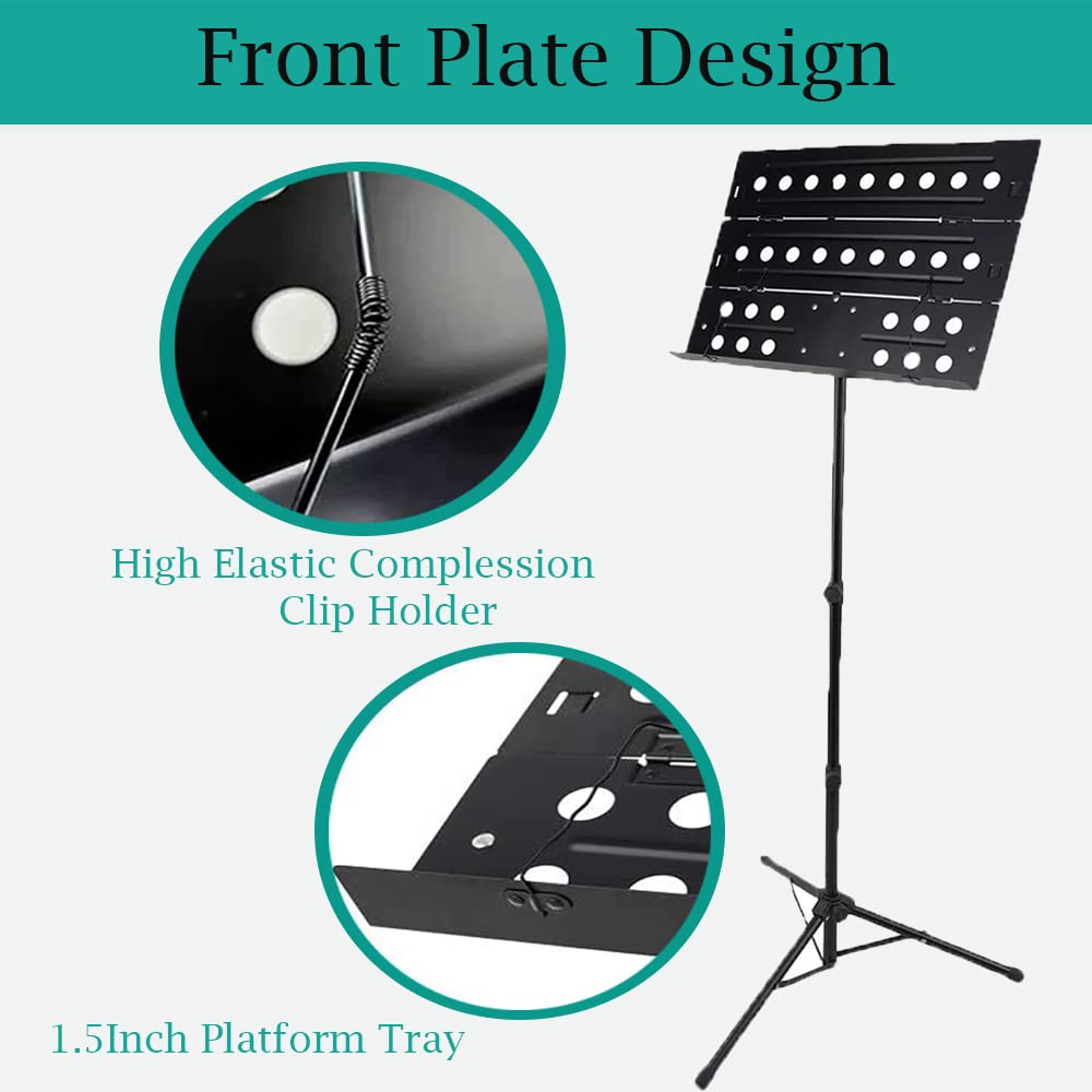 TECHBLAZE Orchestral Music Notation Stand for Singers - Portable Folding Sheet Music Holder with Clip | Heavy Duty Tripod Stand for Books, Lyrics, Singing Scripts & Music Books 4