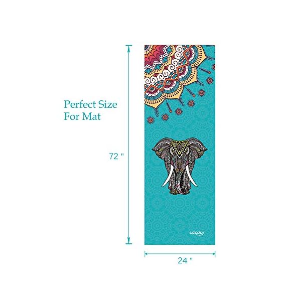 UCOOLY Yoga Towel,Microfiber Mat Towels w Free Spray Bottle and Smart Corner Pocket, Non Slip,Super Soft Sweat Absorbent Towel for Hot Yoga,Pilates and Fitness 24x72 (Elephant-Blue)