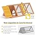 Rabbit Hutch, Small Chicken Coop Outdoor A-Frame Quail Cage with 2 Door & Run Cage Wooden Triangle Quail Hutch with Ventilating Wire Poultry Hutch for Small Animal (Wood)