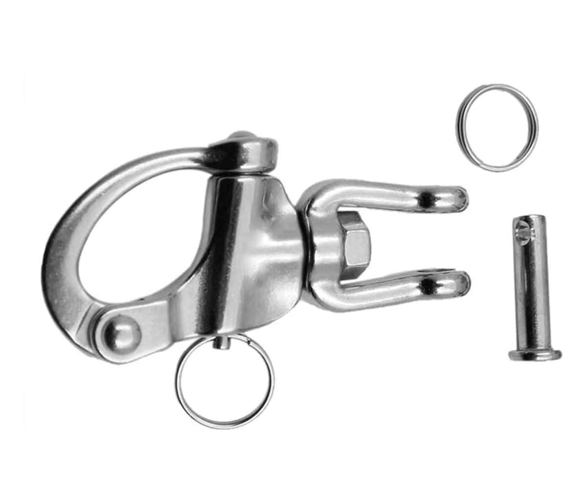 2 Pezzi Moschettone per Barca, Sgancio Rapido Moschettone in Acciaio Inox, grillo Girevole Acciaio Inox, Sgancio Rapido Grilli, Girevole Grillo, per Barca a Vela Spinnaker Halyard(70 mm)