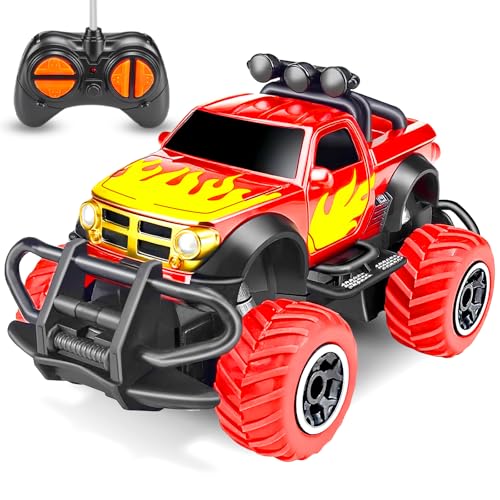 Hymaz Remote Control Cars Boys Toys for Age 3 4 5 6 7 8-12 Year Olds Boys Girls Gifts, Monster Truck Toys for Kids Toddler, RC Car Indoor Outdoor Games Birthday Presents (Red)