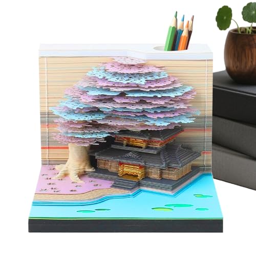 Calendrier 2026 3D papier sculpté avec bloc-notes lumineux pour organiser vos journées