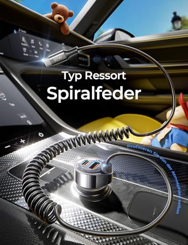 LISEN Caricabatteria da Auto Ricarica Rapida 65W+30W USB C Cavo Accendisigari da Auto Tipo C PD&QC 3.0 Adattatore Caricabatteria da Auto per iPhone 16 15 14 Pro MAX, Galaxy S24 S23 Xiaomi, iPad